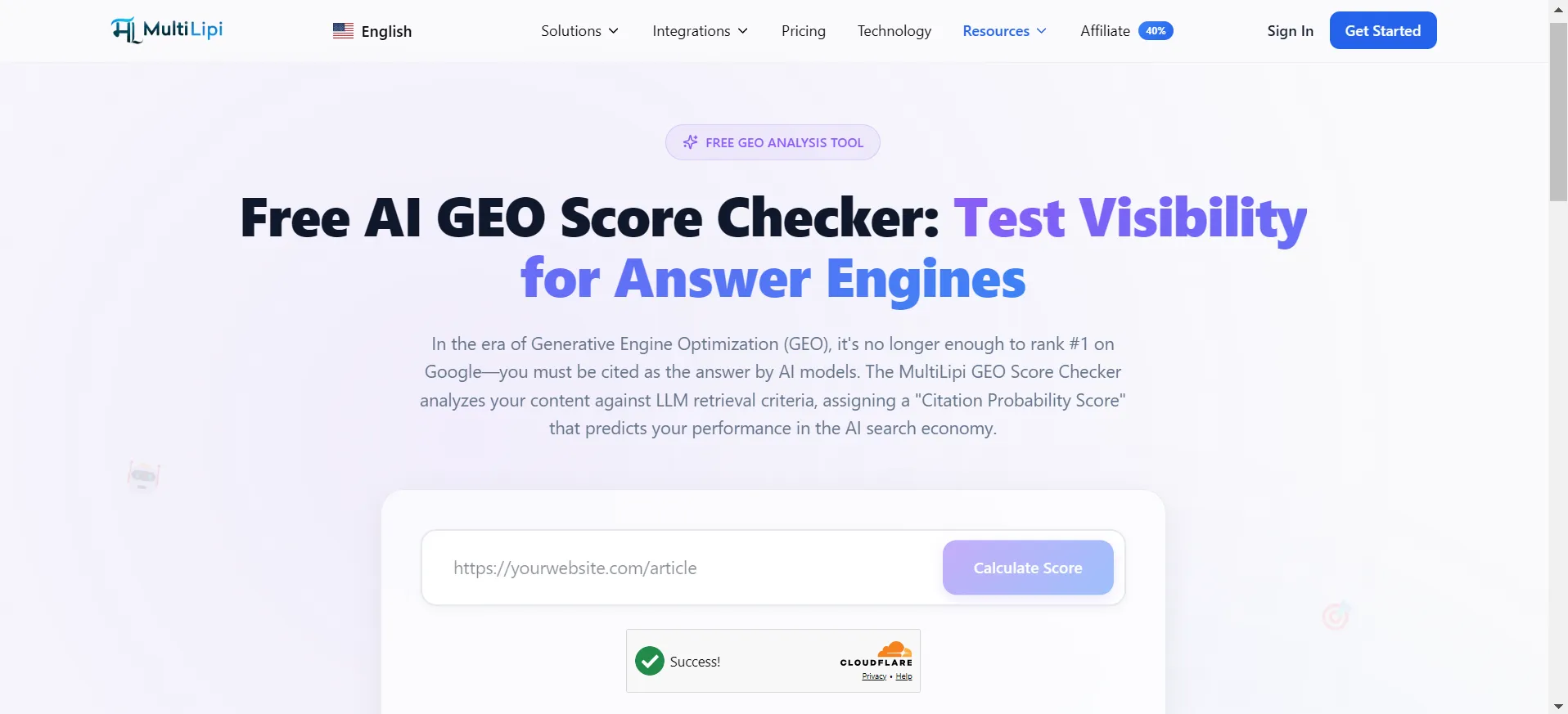 Free AI Content GEO Score Checker: Analyze Your Content for AI Citation & LLM Ranking
