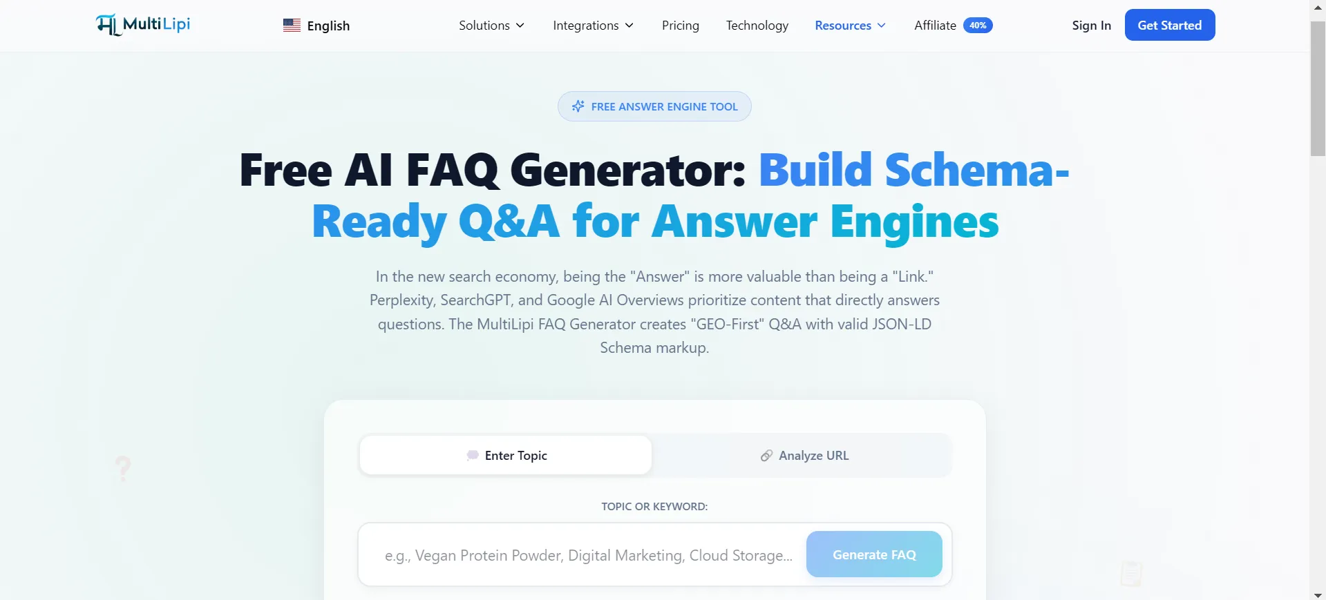 Free AI Answer-Engine FAQ Generator: Create GEO-Optimized FAQs with Automatic Schema Markup